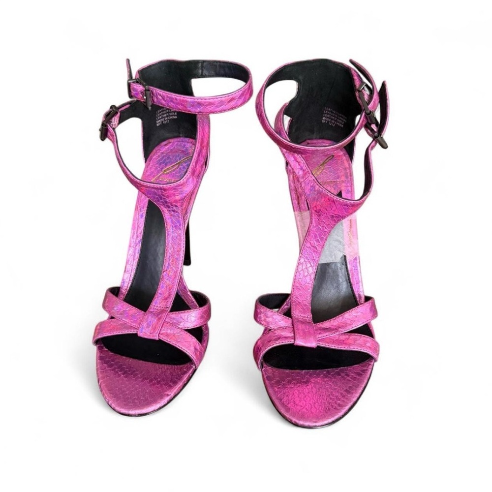 BRIAN ATWOOD | Laetitia Iridescent Snakeskin T-Strap Sandals - Picture 2 of 7